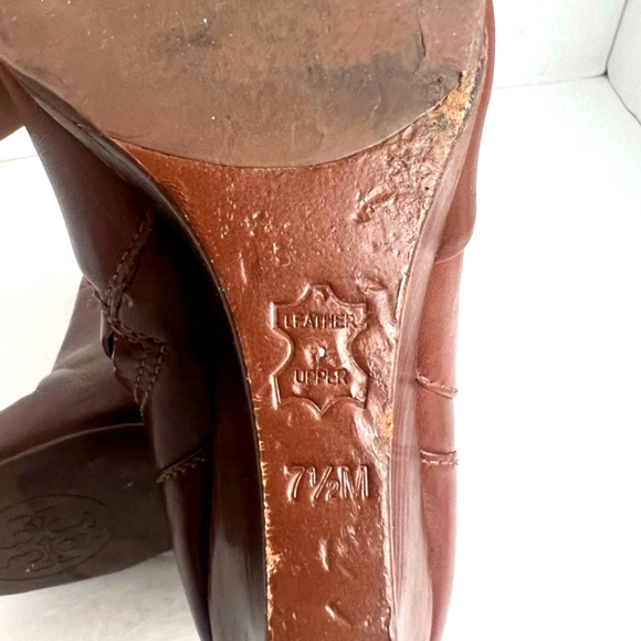 Tory Burch Dark Brown Leather Ankle Length Wedge Boots - Picture 10 of 12
